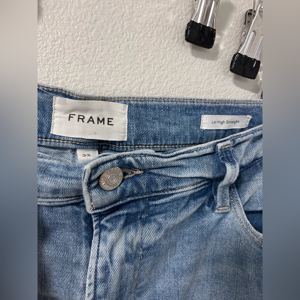 Frame Denim Le High Straight Frayed Hem Jeans Size 33 - Picture 3 of 8